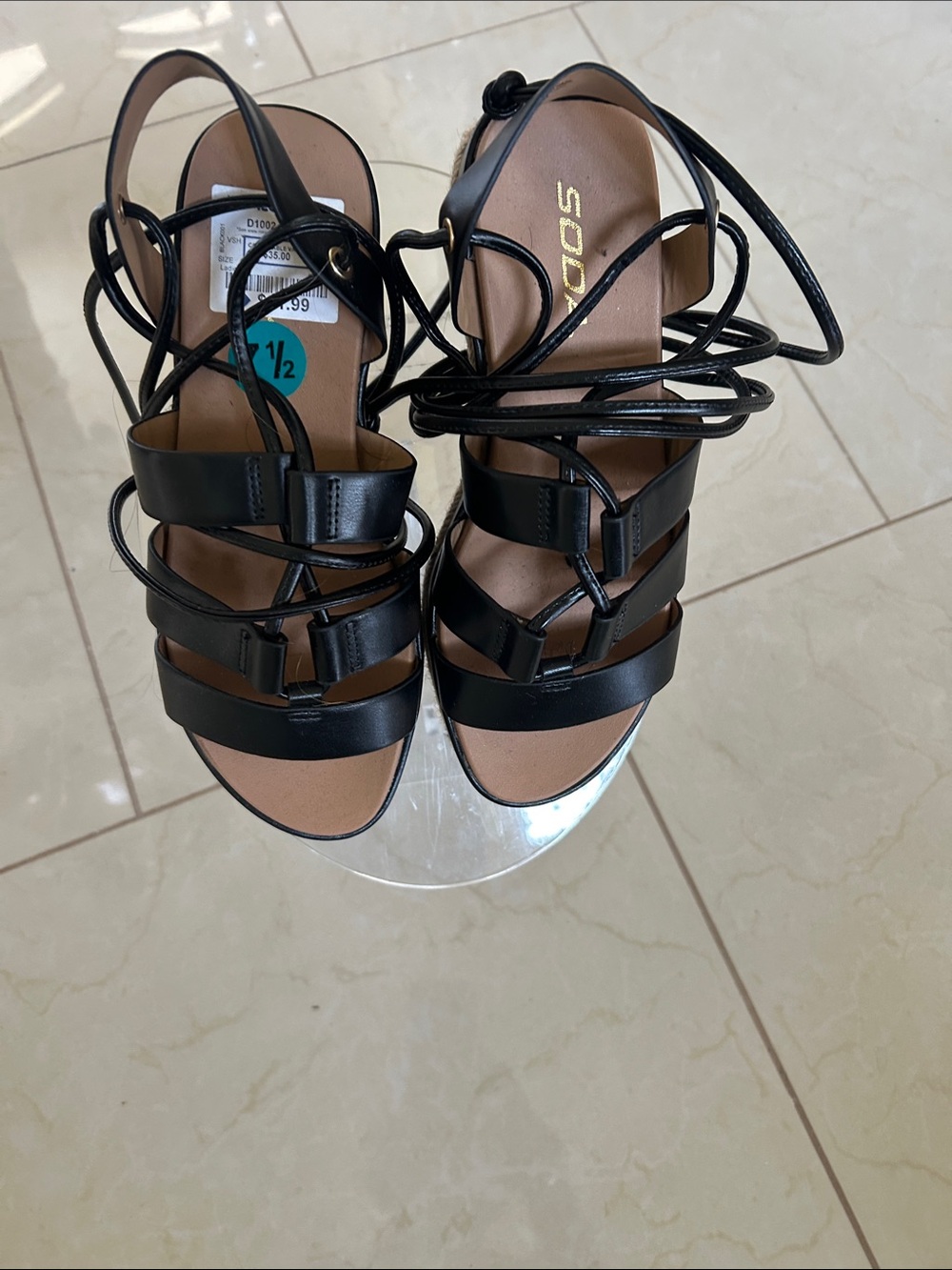 Soda Black Multi-Strap Lace-Up Women's Sandals